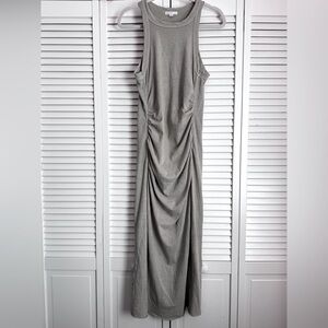 James Perse Gray Ruched Sleeveless Midi Jersey Dress Bodycon  Size 3 (US 8)